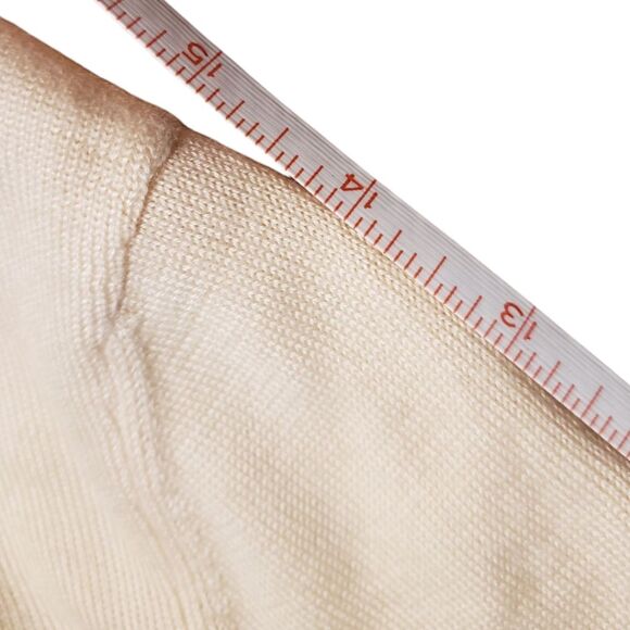 Oscar De La Renta Cream Cashmere & Silk Ruched Polka Dot Trim Bolero - Picture 5 of 10